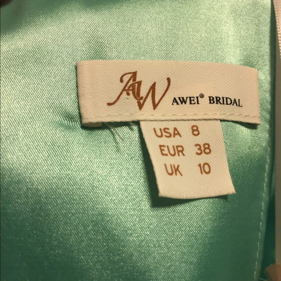 Size 8 Mint-blue chiffon Prom/Bridesmaid Dress - Picture 6 of 7